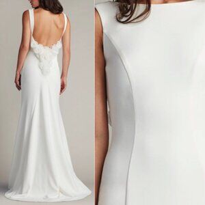 NWT Tadashi Shoji BECKWITH ROSETTE LOW BACK GOWN Dress BOS24104L Ivory Size XS